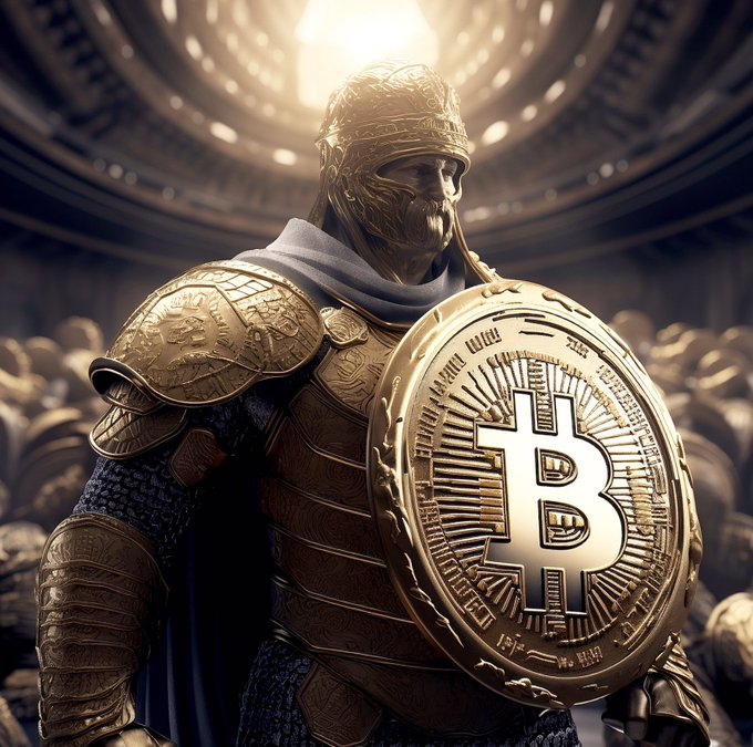 Bitcoin design roman holographic glowing design