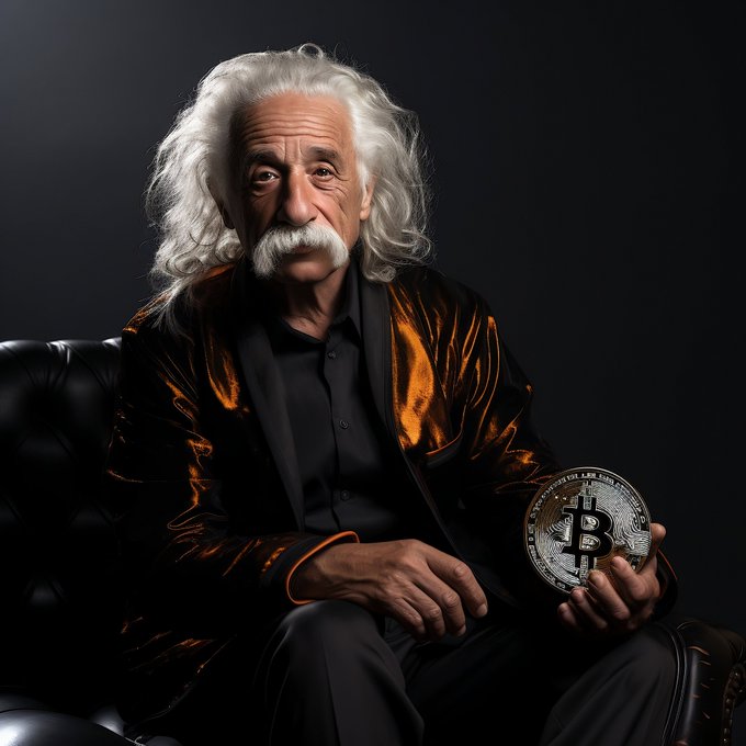 Free bitcoin art Albert Einstein blockchain satoshi abstract