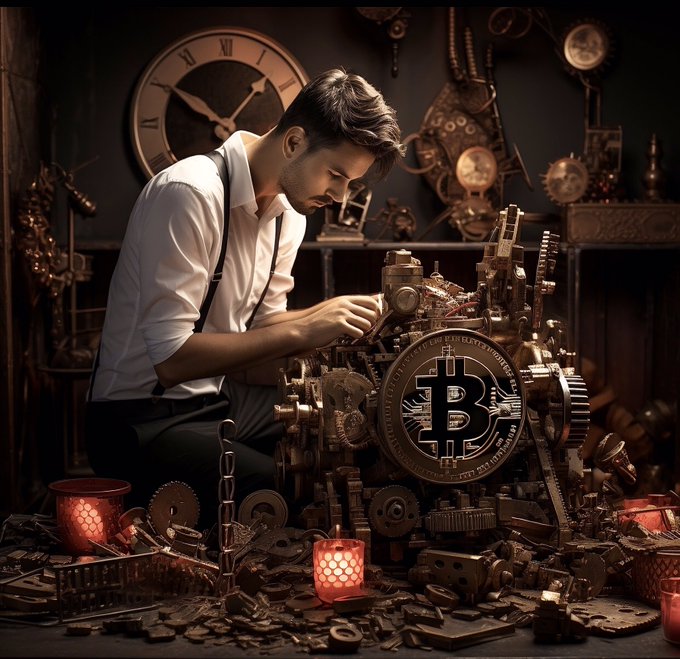 Bitcoin design electric time maker abstract