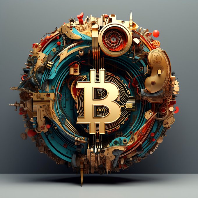Free bitcoin art deep rainbow metallic coin space