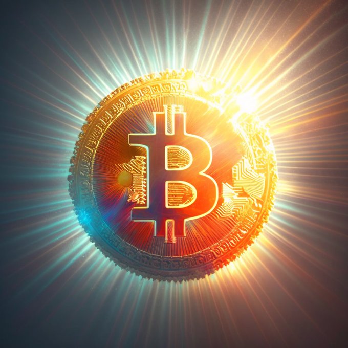 Bitcoin design deep orange luminous portrait