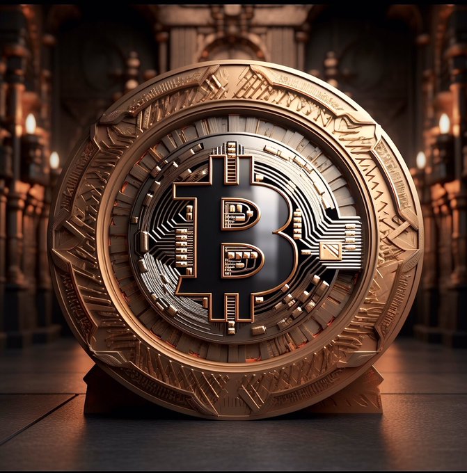 Free bitcoin illustration blue holographic coin abstract