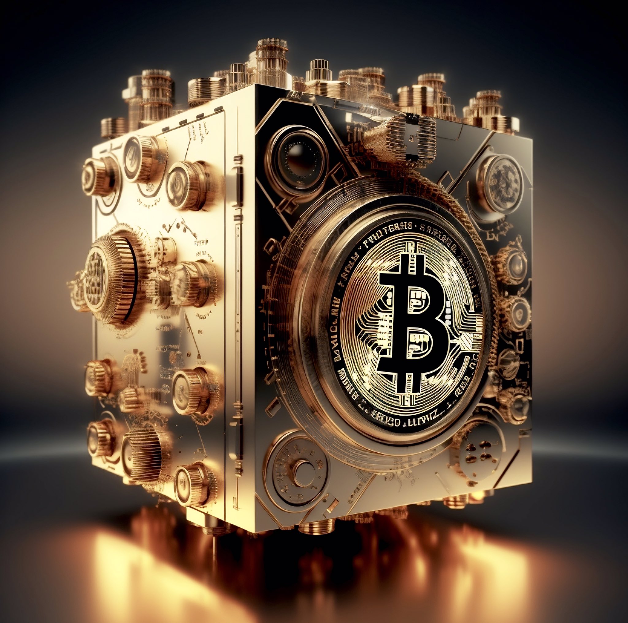 Free bitcoin illustration gold cube 3D explosion
