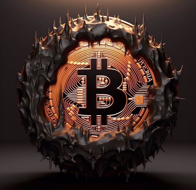 Free bitcoin artwork brown bronze neon coin