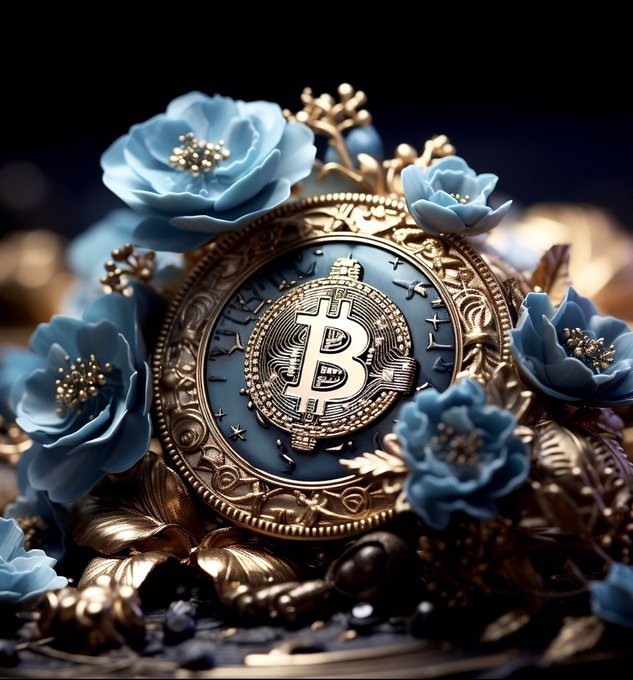 Free bitcoin art emerald blue coin space background