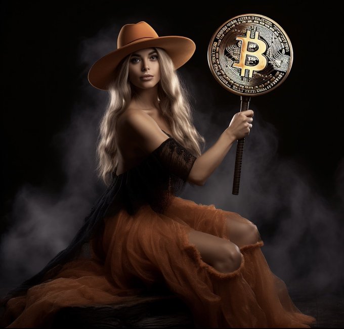 Free bitcoin art luminous lady geometric network