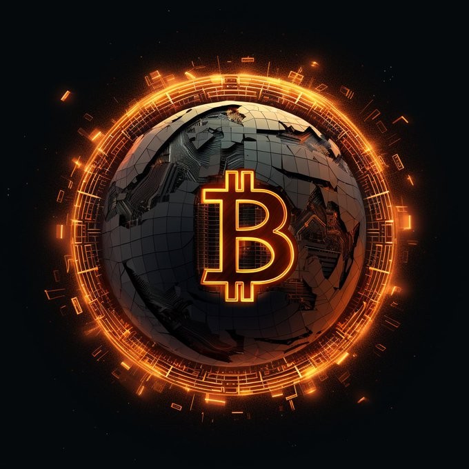 Free bitcoin illustration red glowing world globe