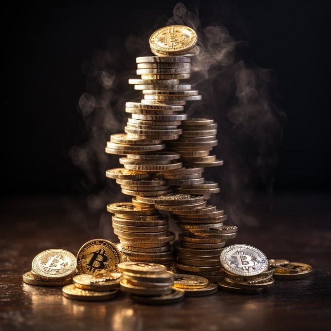 Free bitcoin illustration vibrant gold coins design