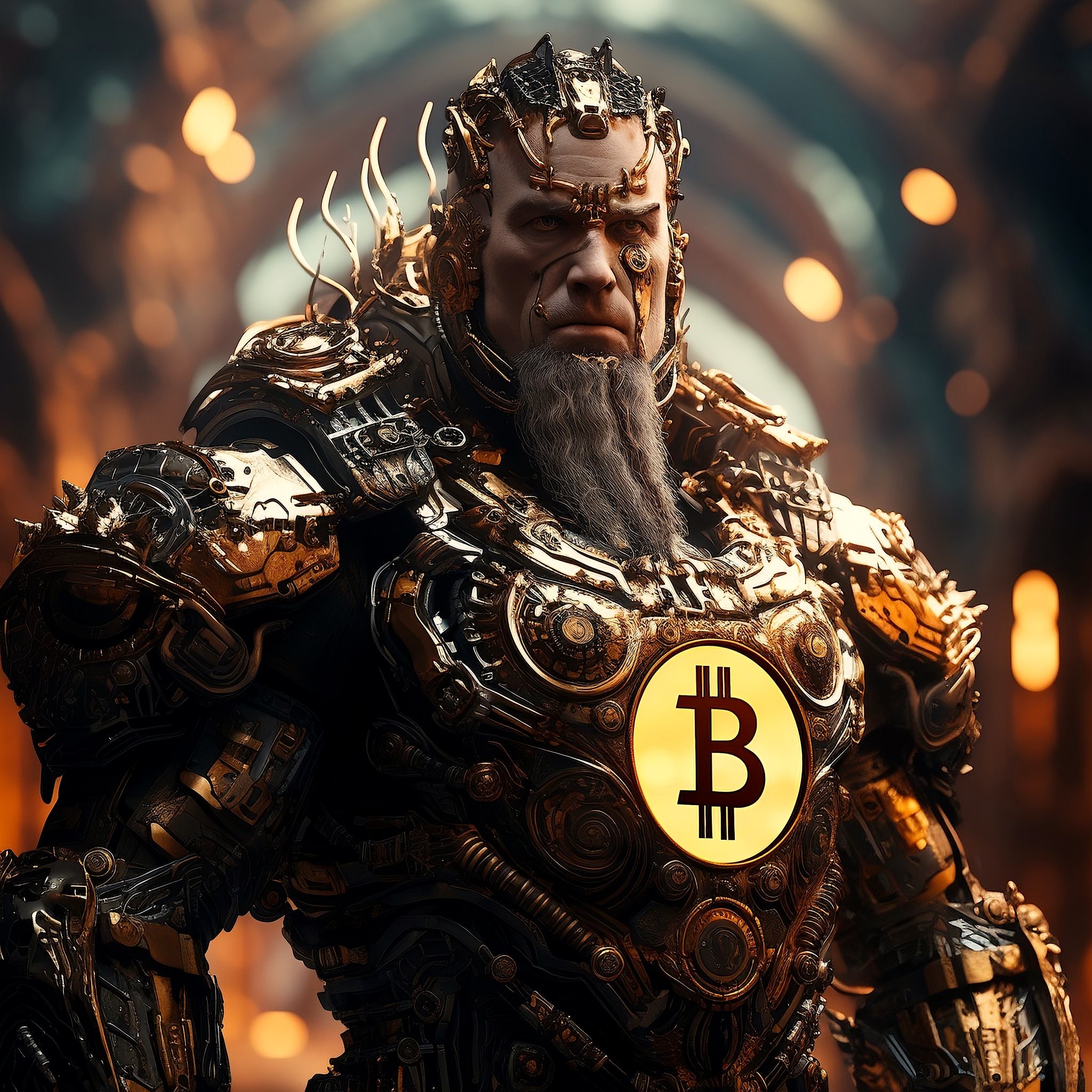 Free bitcoin artwork evil warrior holographic coin