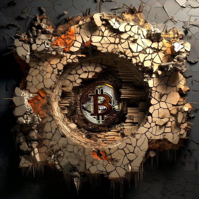 Bitcoin art brown glowing 3D coin abstract