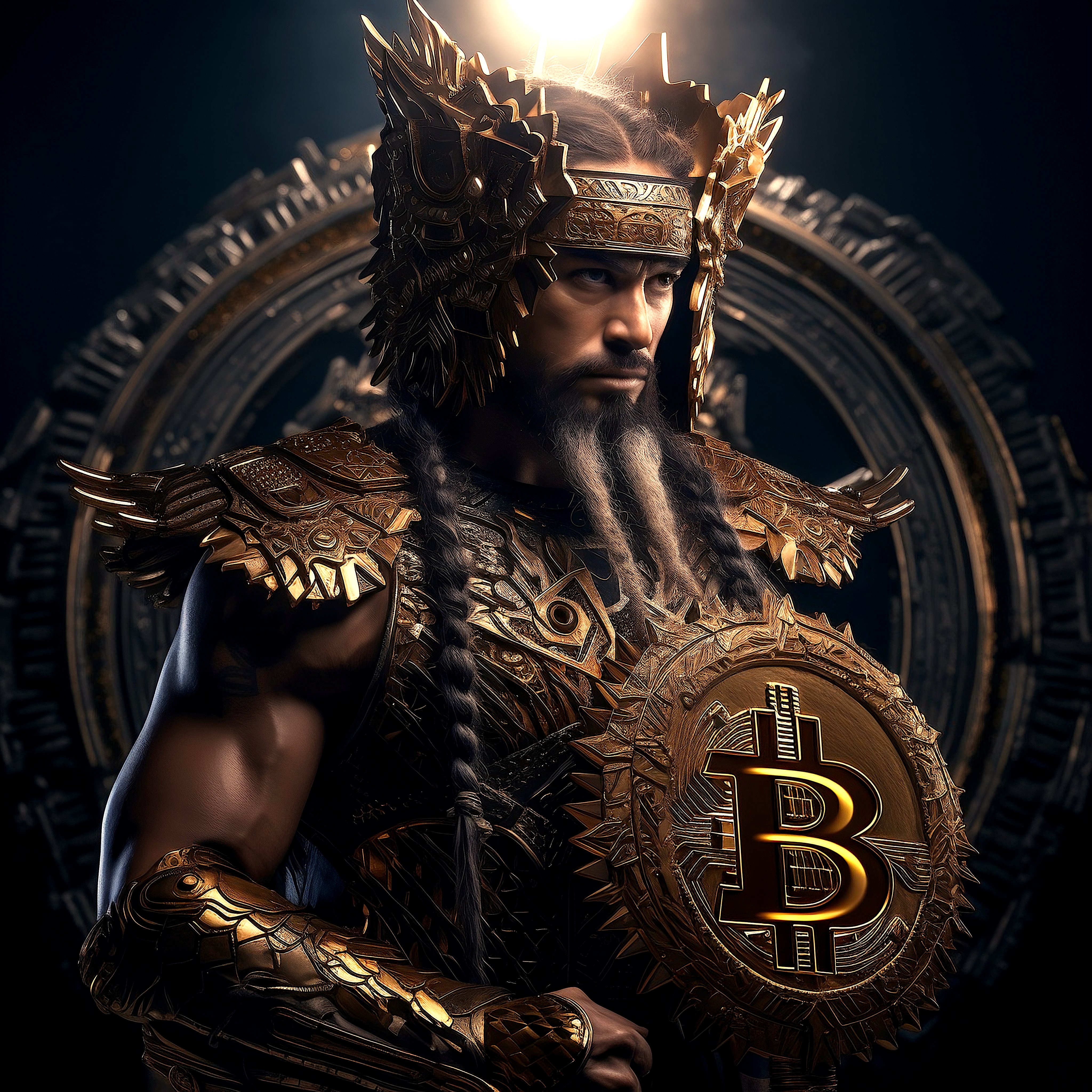 Free bitcoin art metallic warrior shield network