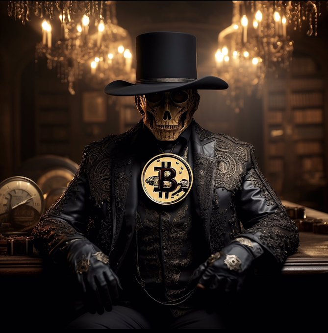 Free bitcoin artwork skull luminous satoshi portrait
