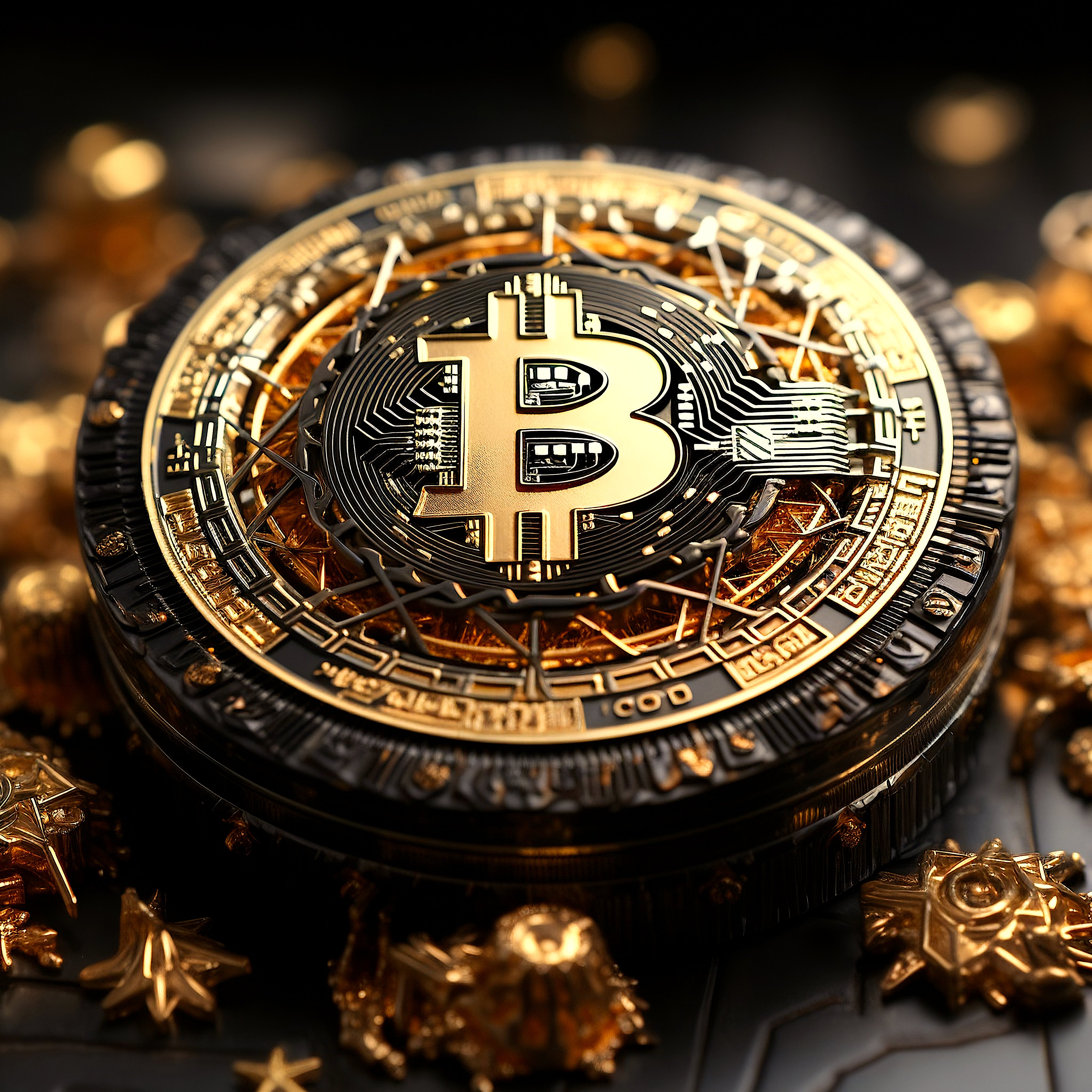 Free bitcoin artwork neon blue luminous blockchain