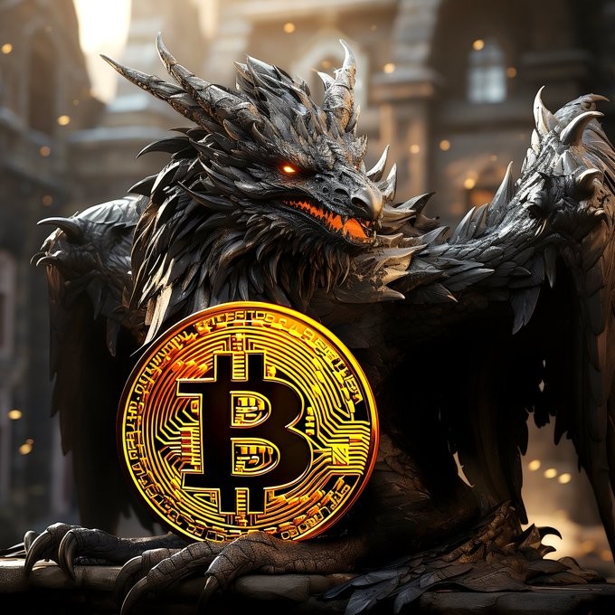 Bitcoin illustration purple futuristic holographic portrait