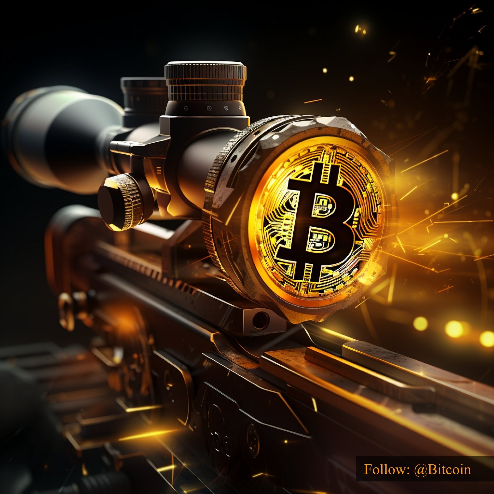 Free bitcoin artwork riffle metallic glowing coin