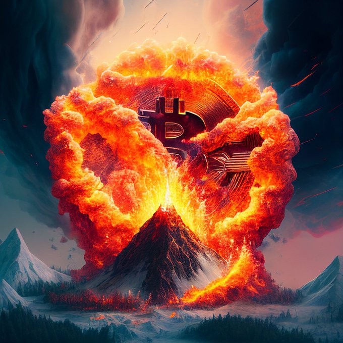 Free bitcoin art neon blue holographic coin illustration