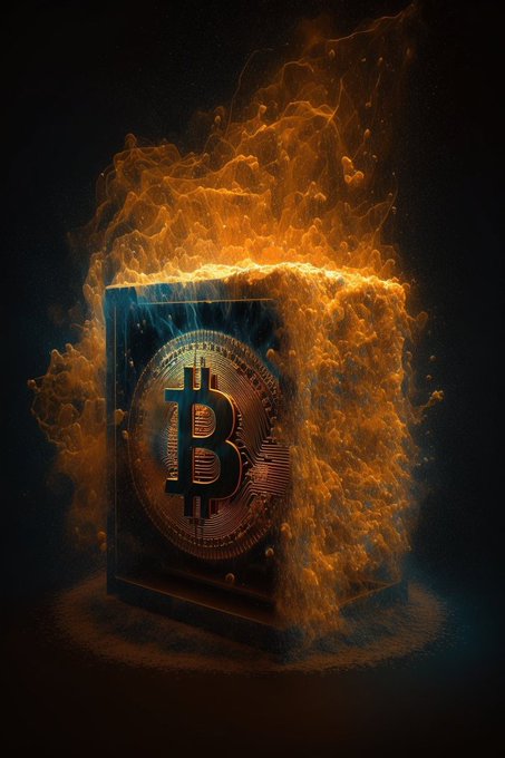 Bitcoin artwork orange luminous holographic network design