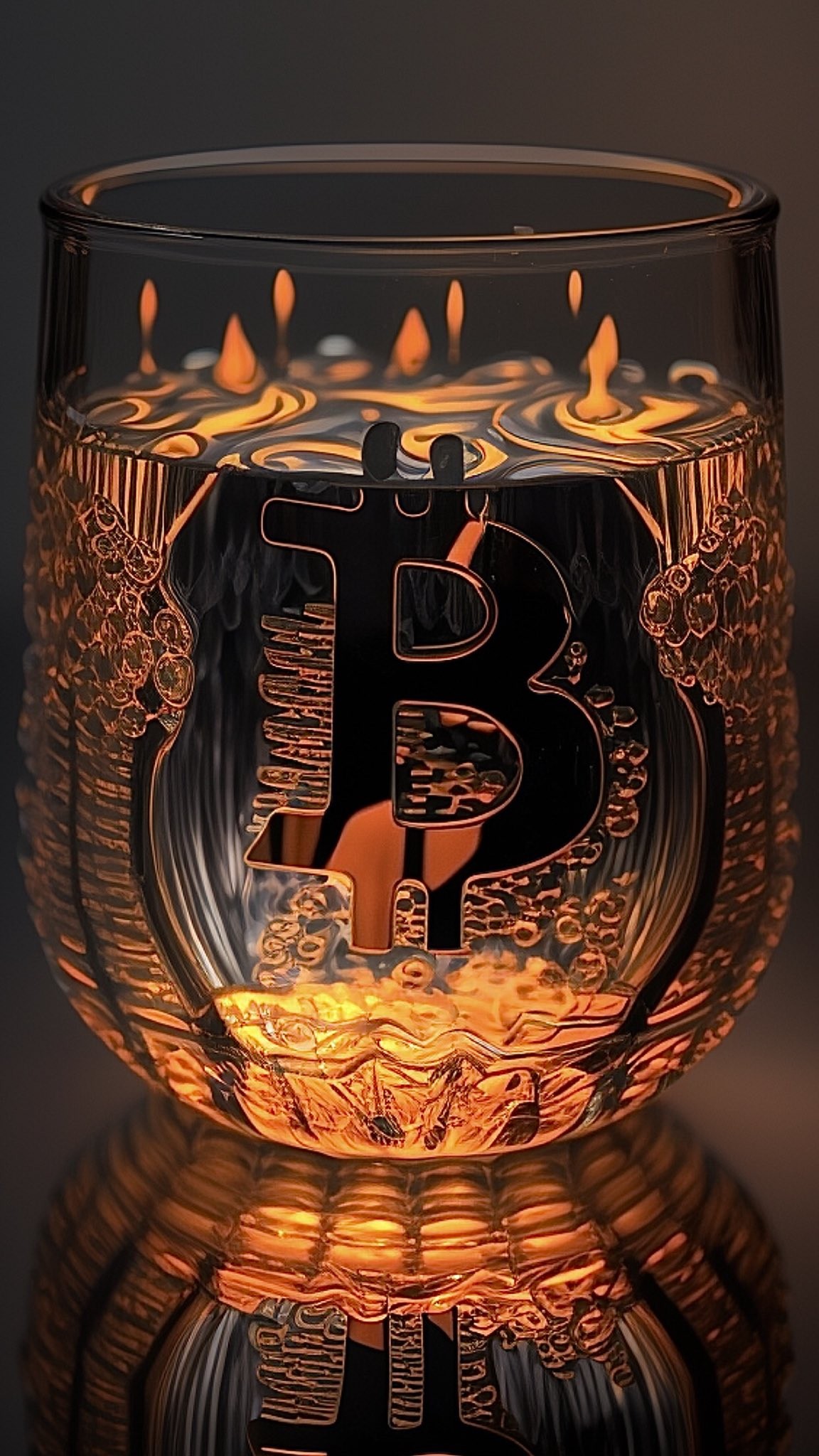 Bitcoin design orange luminous 3D blockchain sphere