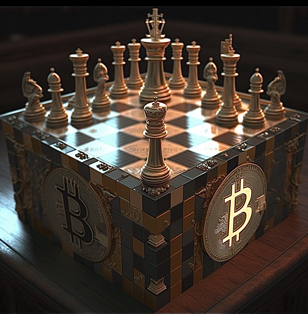 Free bitcoin digital artwork golden coin space background