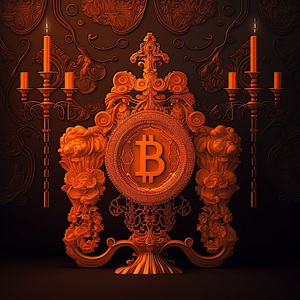 Bitcoin illustration orange metallic 3D satoshi symbol