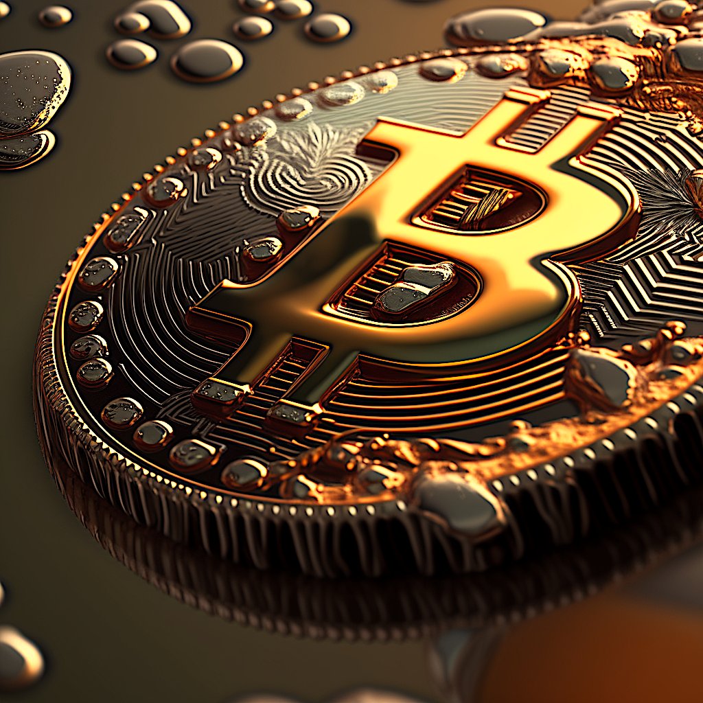 Free bitcoin art golden blockchain explosion crypto illustration