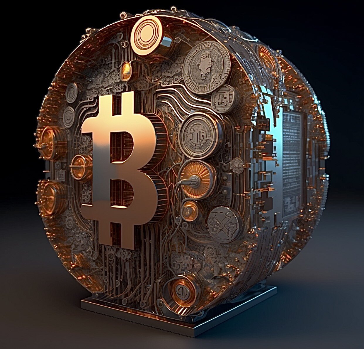 Free bitcoin digital art golden holographic network design