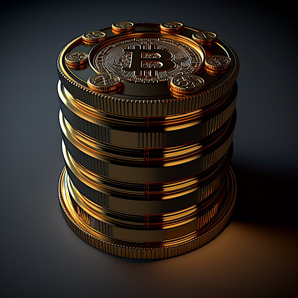 Free bitcoin art golden futuristic coin cyberpunk style