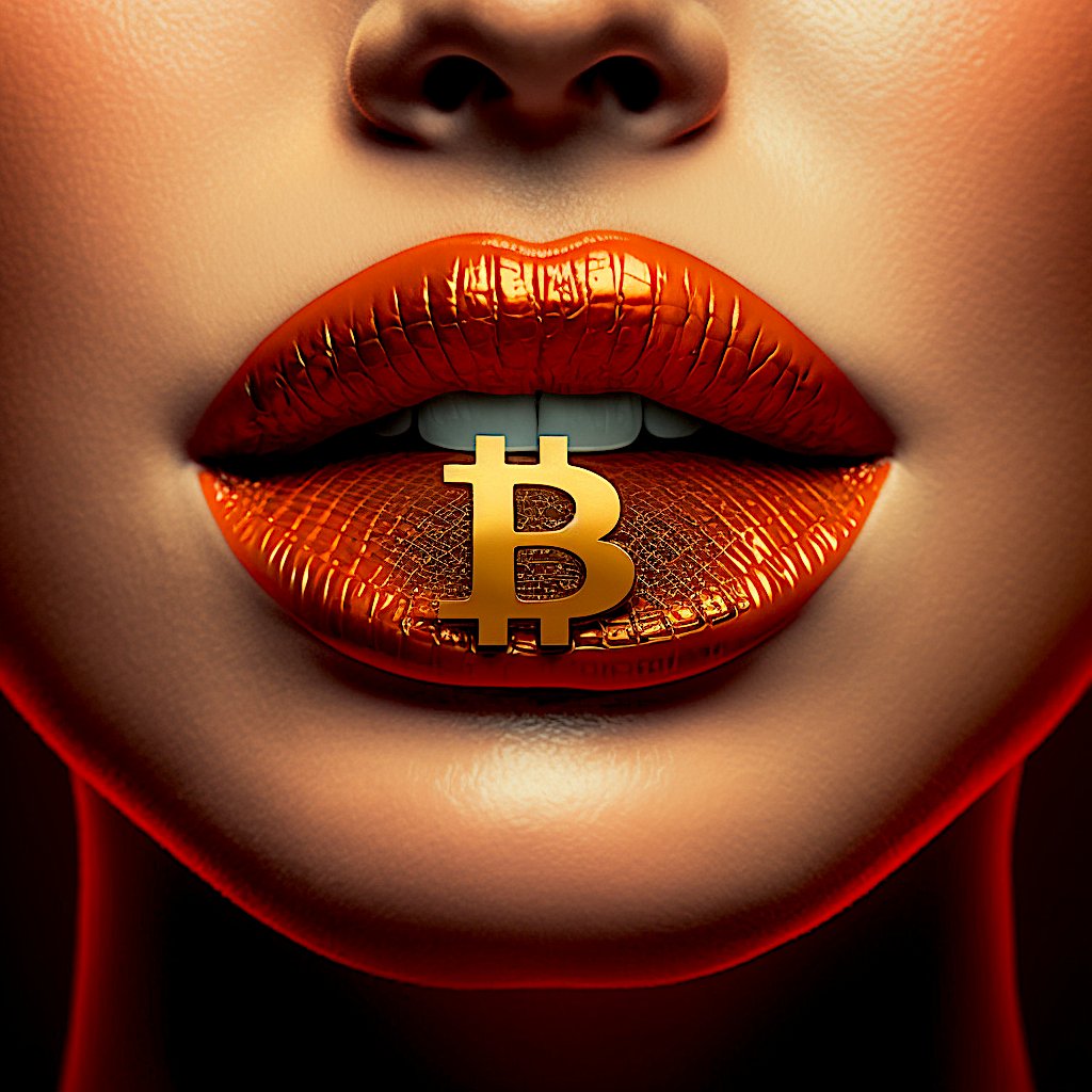 Bitcoin digital art orange neon hologram coin portrait