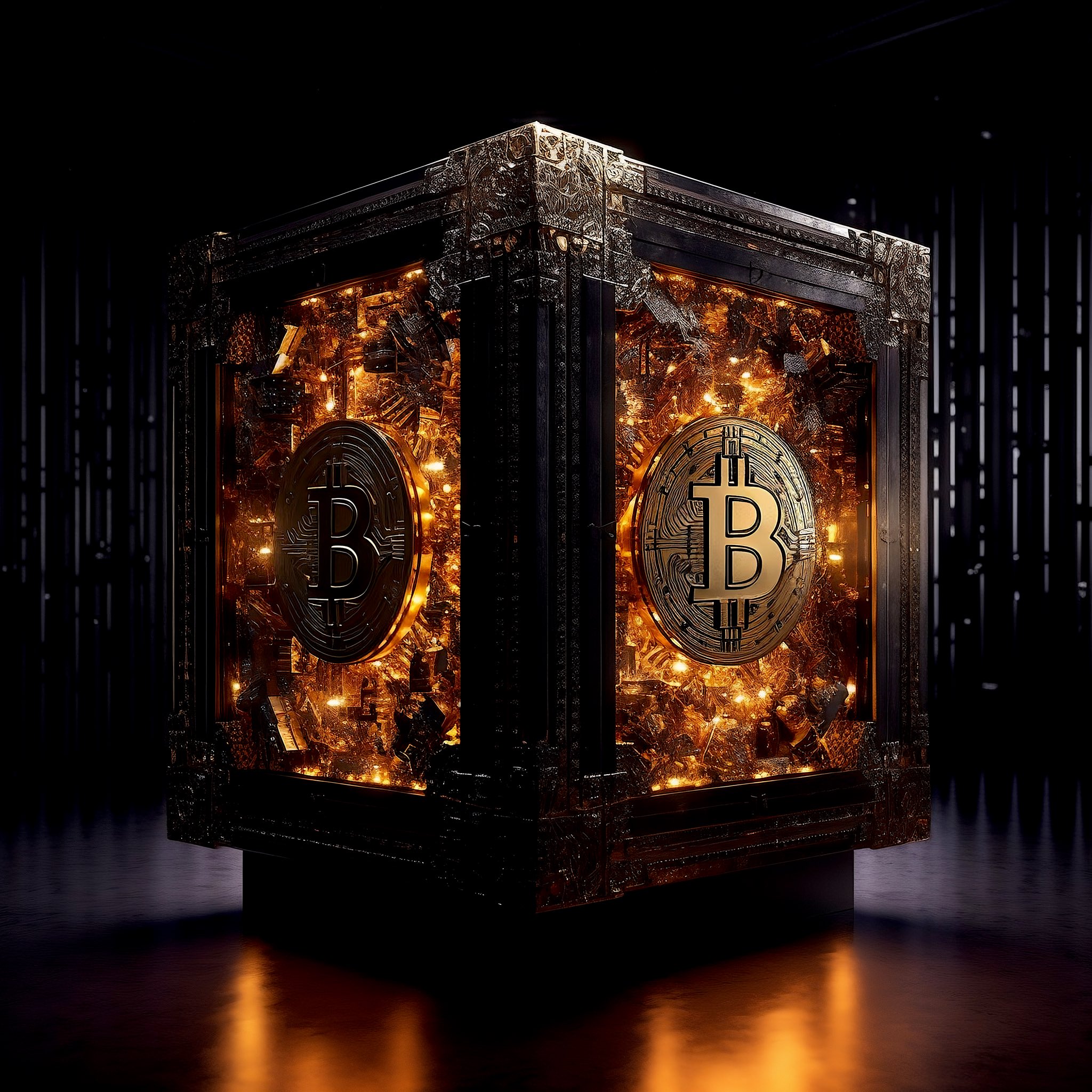 Free bitcoin illustration golden geometric blockchain pattern