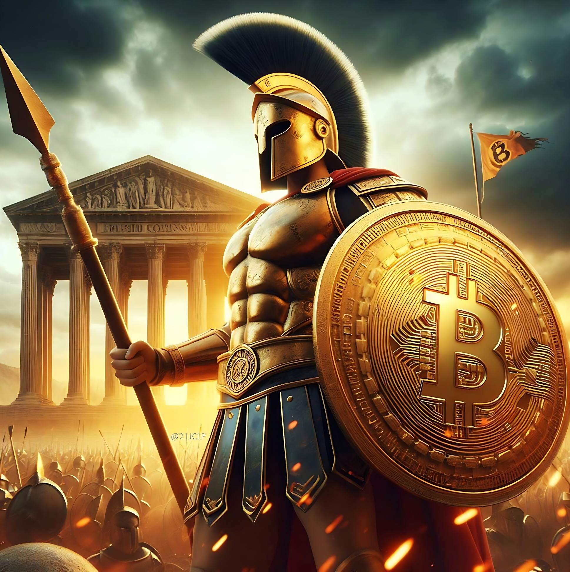 Free bitcoin digital illustration golden blockchain network abstract